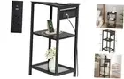 Tall End Table with Fast Charging Station, 3 Tier Narrow Side Black-type C