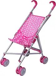 Precious Toys Pink & White Polka Dots Foldable Doll Stroller with swivel wheels