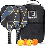 Graphite Pickleball Paddle Set, Lightweight Graphite Face Honeycomb Composite Core Paddles Low Edge Guard Sets of 2 Including Racket Bag and 4 Balls,7.97OZ