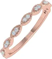 [FINEROCK] 1/10 Carat (ctw) 14K Gold Round Diamond Ladies Swirl Stackable Anniversary Ring (I1-I2 Clarity)