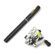 Collapsible Fishing Rod Reel Combo Mini Pen Fishing Pole Kit Telescopic Fishing Rod Spinning Reel Combo Kit Black 1.4m