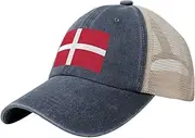 [Generic] Flag of Denmark Cowboy Mesh Baseball Cap for Danish Man Woman Outdoor Adjustable Denim Hat