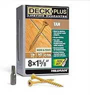 Deck Plus 48411 Wood Screws #8 x 1-5/8", Tan, 1lb Box