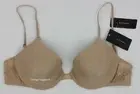 NWT Natori 731085 "Disclosure" Convertible Plunge Contour Padded Lace Bra, Beige