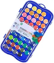 Watercolour Paint Set, 48 Vivid Colors In Portable Box, Travel Watercolour Set, Including Palette, Fluorescent Colors Versatile Easy To Use For Artists, Amateur Hobbyists And Painting Lovers