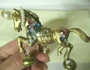 Vintage Artesian German made a HORSE Pin-Swarovski crystal-handmade-plastic body