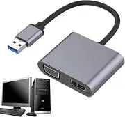 Yulokdwi USB to VGA Adapter Cable - HD USB to VGA Adapter for Computer,Entertainment Display Video Cord Laptops Tablets Solution for Movies, Meetings