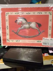 VINTAGE ROCKING HORSE HOLIDAY NAPKIN AND PLACEMENT SET