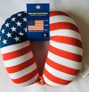 The Original Micro-bead Neck Travel Pillow American Flag/Stars Stripes Comf Red
