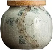 Kitchen Container Simple Hand-painted Tea Canister Household Ceramic Sealed Storage Container Tins Jar 210ml For Loose Tea