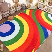 USTIDE Colorful Kids Rug Cute Rainbow Rug Playroom Soft Nonslip Area Rug Large Kids Carpet Nursery Rug Bedroom Rug Washable Girls Rug Shaggy Soft Rug,120x180cm