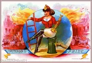 Veteran's Pride Fireman Woman Smoke Vintage Cigar Tobacco Box Crate Label Print