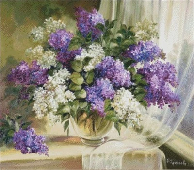 Needlework Crafts Embroidery DIY Counted Cross Stitch Kits - Curtain with Lilac