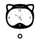 Stylish Cat Wall Clock with Wagging Tail Quiet Operation for Any Living Space