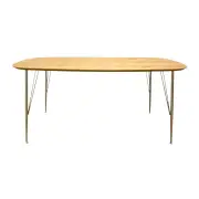 6IXTY2 Scandinavian Wooden Dining Table Small 180cm - Metal Legs - Oak