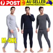 Men Winter Thermal Underwear Set Fleece Lined Base Layer Top & Bottom Long Johns