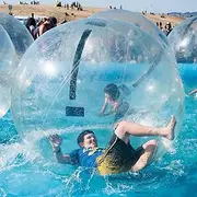 Inflatable Water Walking Ball (1.5M/1.8M/2M/2.2M/2.5M Diameter), Clear Zorb Ball with Electric Air Pump & Zipper for Pool, Lake, River, Giant Rolling Bubble Ball for Water Sports & Fun 2.2M
