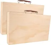 Operitacx 2pcs Art Storage Box: Wood Portable Painting Tool Organizer Handheld Storage Box For Oil Painting Supplies Outdoor And Studio Use