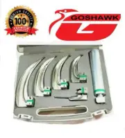 NEW ORIGNAL FIBER OPTIC Laryngoscope Mac Set of 5 BLADE 0,1,2,3,4 & Med HANDLE