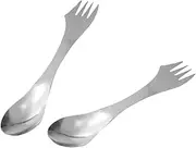 ARTSEWPLY Stainless Steel Three-Purpose Spoon Set 2pcs Picnic Tableware Creative Design