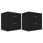 2pcs Drawers Bedside Tables Set Wooden Storage Side Cabinet Nightstand Black