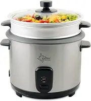 SUNTEC 2-in-1 Rice Cooker and Steamer - 1 Litre Stainless Steel Cooking Pot with Non-Stick Coating - Container for Cooking Vegetables - Keep Warm Function - Spoon & Measuring Cup - RKO-9974