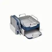 Square Cookware 5-Piece Ceramic Nonstick Cookware Set in Navy