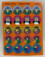 Vintage Stickers Scratch N Sniff Orange 3M 1990 HT-869 Bird Peacock Owl Penguin