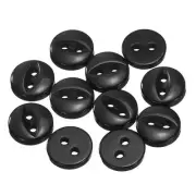 12pcs Black Round Sewing Buttons 9mm Resin 2-Hole Fish Eye Craft Button