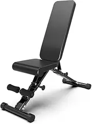 Weight Bench Adjustable Workout Bench Foldable Strength Training Bench with Resistance Bands and Max Load