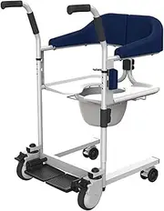 Medical Patient Lift for Home Use, Multifunctional Patient Transfer Lifter Bedside Commode w/Bedpan Portable Toilets Seat Transfer Aid for Elderly Adults Seniors, 265lbs Weight Capacity Transport