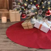 Christmas Tree Skirt 36 inches Burgundy Burlap Double-Layer Plain Xmas Small ...