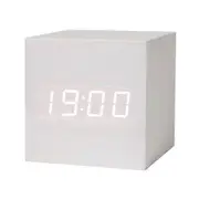 Digital Alarm Clock 12/24H Format Adjustable Brightness Voice Control Power Saving Mode Temperature Date Display Battery Powered white