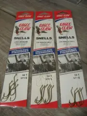 18 Snelled Eagle Claw 333 Live Minnow Snell Fishing Fish Hooks Size 1