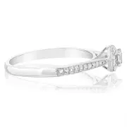 9ct White Gold 1/4 Carat Diamond Halo Solitaire Ring, I