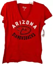 G-III Women's Arizona Diamondbacks Strike Zone V-Neck T-Shirt RED - SMALL