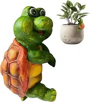 Flower Pot Huggers - Plant Animal Decorations,Cute Frog with Turtle-shell Funny Anti-UV Weather-resistant for Lawn Pond Gardener Workplace Patio