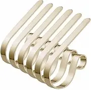 6PCS Metal Christmas Hooks for Stockings and Decorations Rustproof and Scratch Resistant Fireplace Holders (Gold)