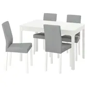 EKEDALEN / KÄTTIL table and 4 chairs, white/Knisa light grey, 120/180 cm