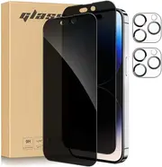 [2+2 Pack] Privacy Screen Protector for iPhone 13 Pro (6.1 inch) with Camera Lens Protector Tempered Glass Case Friendly- 2 Pack Each