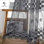 Embossed Embroidery Tulle Curtains Modern Voile Sheer Fabric Bedroom Luxury