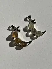 1 x Rutilated Quartz Moon Crystal Pendant (925 Silver) PD011