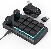 Mechanical Keyboard, One Hand Programmable Macro Keyboard with RGB, Supports Hot Swap with 2.4G Receiver, for Computer Games/Photoshop/Video Editing (Black, Wireless)