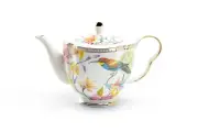 Grace Teaware Spring Flowers with Hummingbird Fine Porcelain Teapot