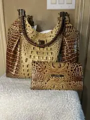 NWT HTF Brahmin Celia Toasted Satchel Handbag With Matching Cordelia Wallet