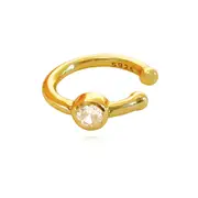 Culturesse Vi 12mm Zirconia Sterling Silver Single Cuff Earring 18K Gold Plating