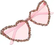 [LIFKOME] Fashionable Heart Frame Sunglasses Glitter Rhinestone Eyewear Party Used for Events Fun Photo Booth Props