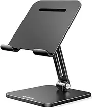 UGREEN Tablet Stand Adjustable, Aluminum Holder for Desk Compatible with iPad Pro/Air/Mini, Switch, Surface Pro, iPhone 16 Pro Max, up to 12.9'', Black