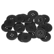 50pcs 40L Sewing Buttons 1" Resin Round Flat 4-Hole Craft Buttons, Black