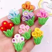 10Pcs Painted Resin Flower Flatback Craft Embellishments